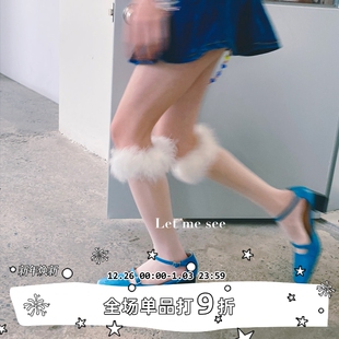 芭蕾舞风羽毛小腿丝袜薄款 SEE 轻盈纯色中筒少女推推袜 LET