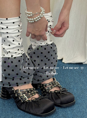 LET ME SEE 拼接波点袜套 百搭堆堆女袜辣妹圆点腿套