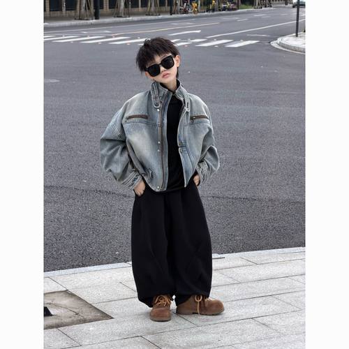 THE LUHAN【痞帅男友】秋冬港风潮酷亲子装中大童牛仔外套25675