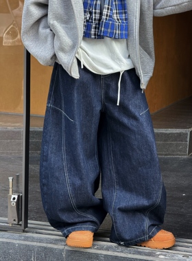 陆晗欧巴【牛仔很忙】秋季复古原色弯刀牛仔亲子装男童长裤25699