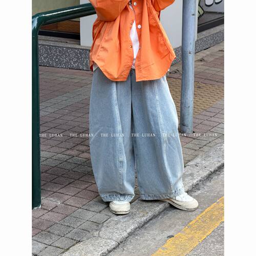 THE LUHAN【街头牛仔】春季潮流弯刀亲子装中大童男童牛仔裤26065