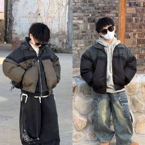 THE LUHAN【】冬季90绒拼接牛仔亲子装羽绒服中大男童25831