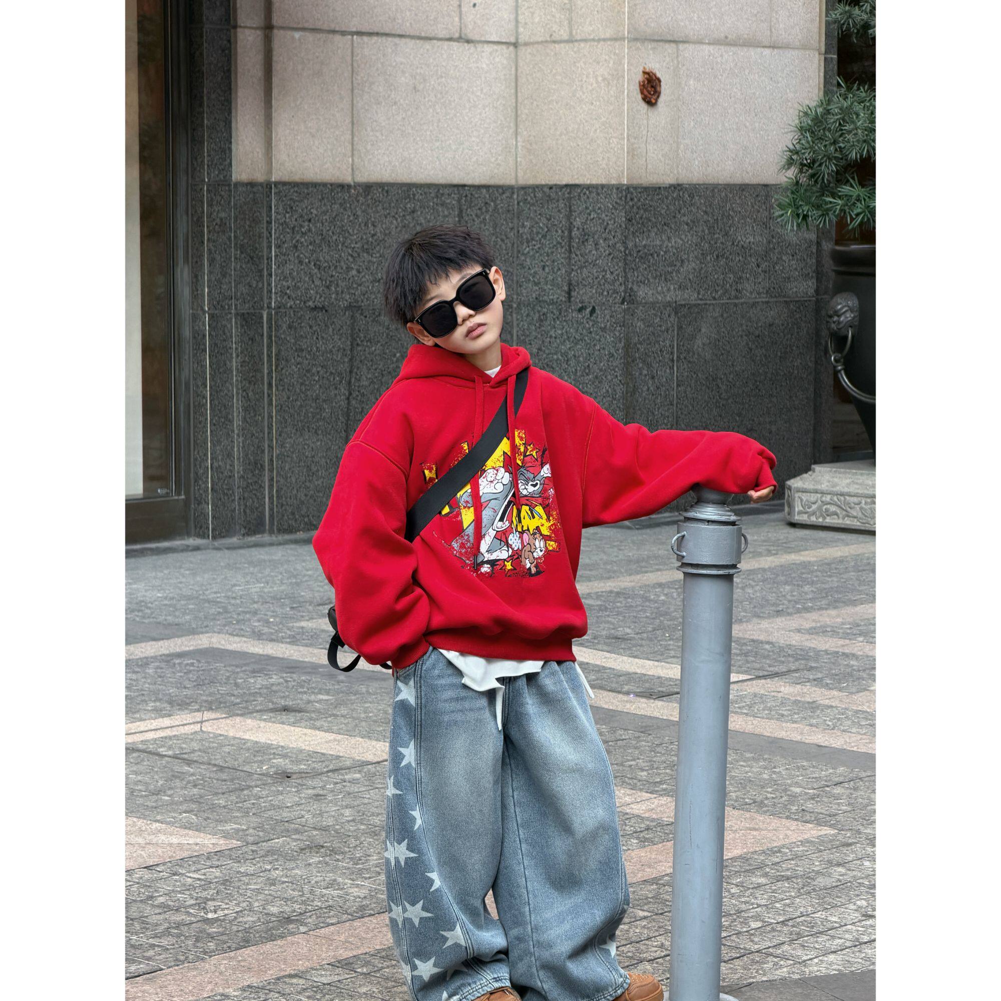 THE LUHAN【卡通潮流】秋冬加绒连帽印花亲子装中大男童卫衣25836,童装/婴儿装/亲子装,卫衣/绒衫,淘宝优惠券,粉丝福利购,淘宝优惠卷