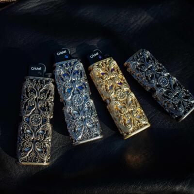 Cricket瑞典草蜢打火机套可换尼龙内胆金属镂空外壳砂轮明火防爆