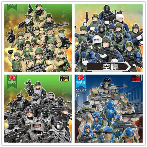 软胶翔竣1:35多关节可动特种兵人军事积木人仔模型手办特警玩具