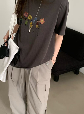 买手严选-泡菜馆-26夏上新韩系复古童趣印花宽松短袖T恤8137