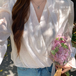 显瘦减龄气质通勤百搭波点印D2659 26年夏上新80天丝法式 SEE YOU