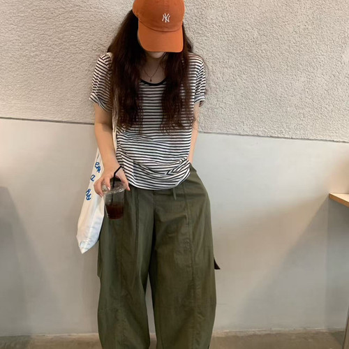 ONE SEVEN-26夏上新条纹慵懒风百搭短袖T恤T9207