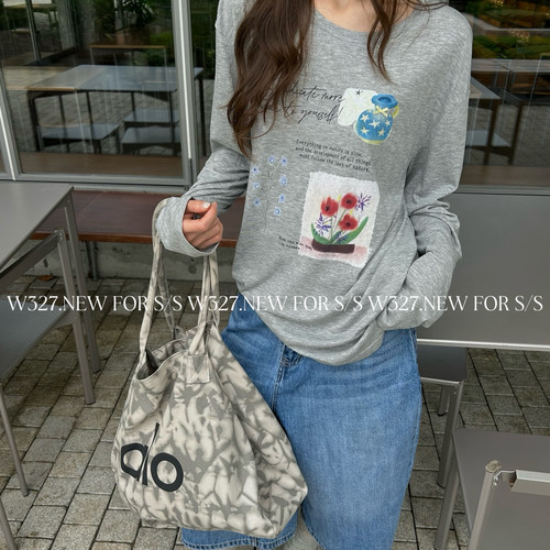 W327.-夏上新度假风花朵印花凉凉休闲长袖T恤59568