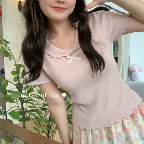 BEST OF YOU-2026年夏季新品法式复古精致蝴蝶结上衣针织衫2912