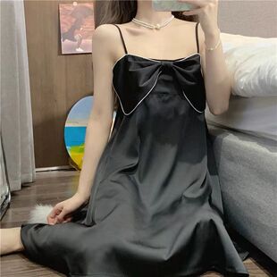 288 俏茵婷 纯色蝴蝶结冰丝女XB 新款 26年夏上新带胸垫睡衣女夏季