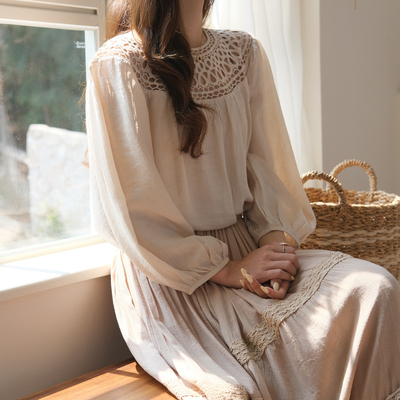 wens sunshine-夏上新夏日度假风镂空设计防晒长袖小衫高6187小衫