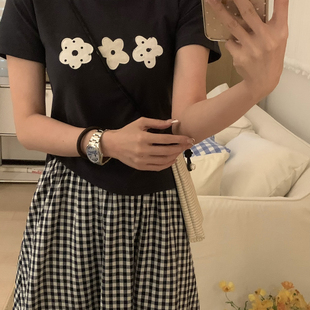 8157 B加 T恤26 韩系简约清新立体刺绣短袖 26夏款