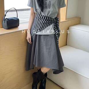 灰姑娘CICI 女88131 26年夏上新韩系条纹披肩卡通猫咪印花2026新款