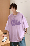 已注册/夏季新紫色字母印花短袖T恤男生体恤打底衫DT8031/P25，男装T恤，电商B316