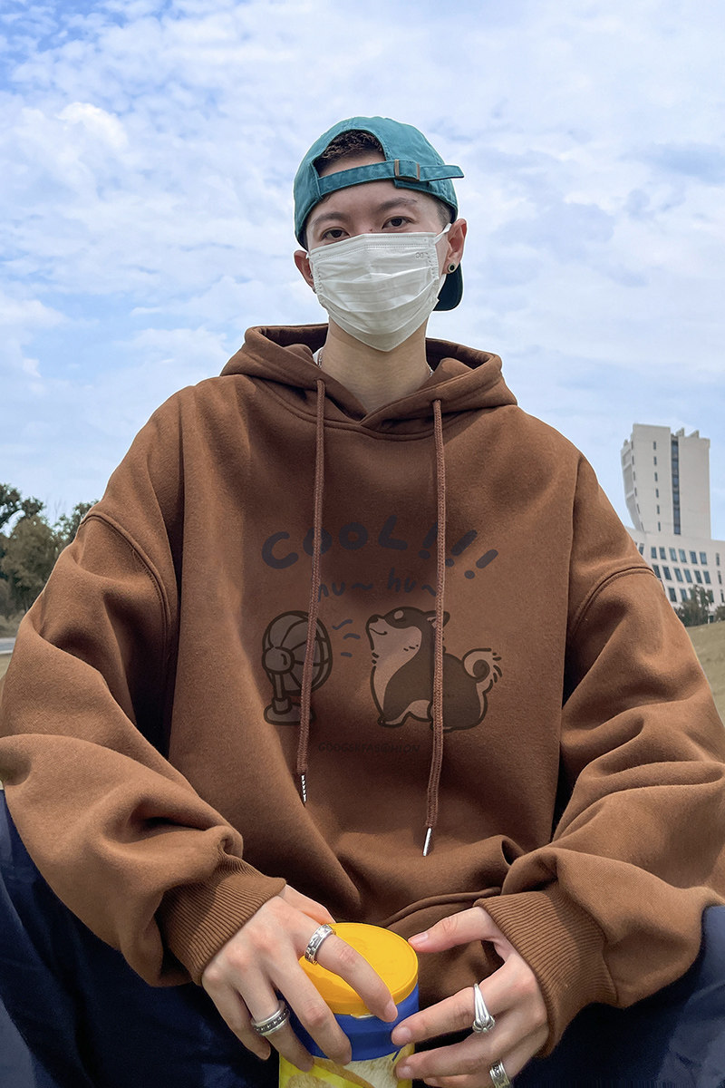 已注册/秋季外景连帽卫衣男宽松打底衫外套港风WY9145/P50加绒P55,男装卫衣,电商B316