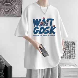已注册/夏季紫色印花字母短袖T恤男宽松体恤打底衫DT8883/P25