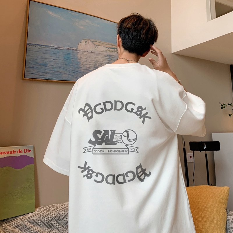 已注册/夏季半袖复古印花短袖T恤男宽松体恤打底衫DT5221/P25,男装T恤,电商B316