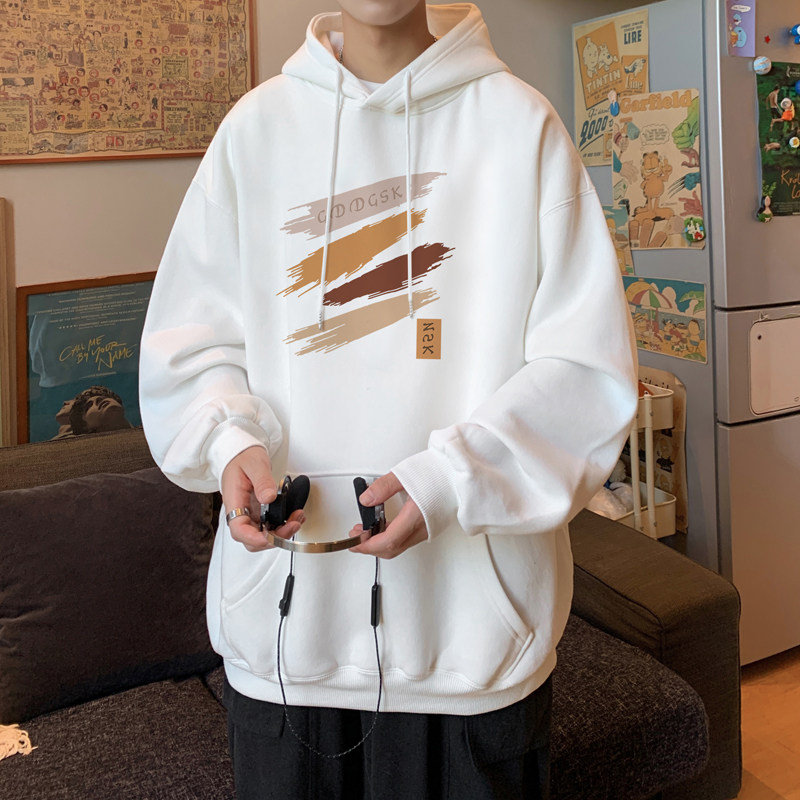 已注册/华棉秋季新白色休闲港风卫衣男大码打底衫 WY5739/P50图片