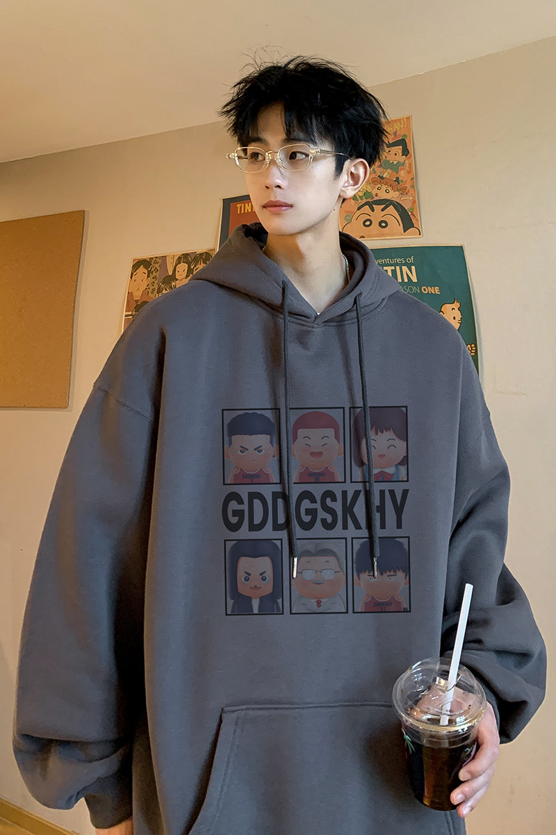 已注册/秋季日系休闲连帽卫衣男生宽松大码外套WY9373/P45加绒P50,男装卫衣,电商B316