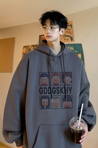 已注册/秋季日系休闲连帽卫衣男生宽松大码外套WY9373/P45加绒P50图片