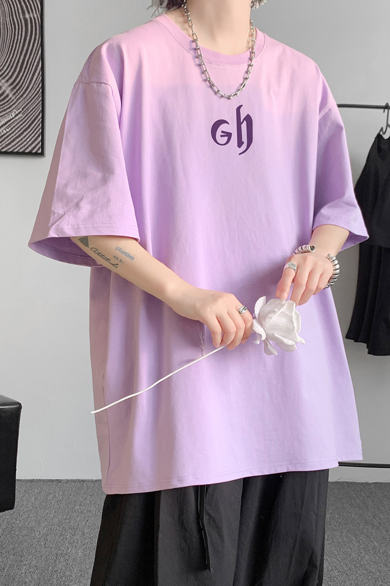 已注册/夏季紫色港风情侣短袖T恤男大码体恤打底衫DT5998/P25,男装T恤,电商B316