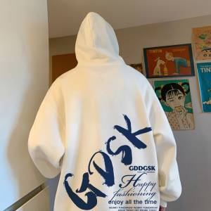 已注册/华棉秋季新白色休闲印花卫衣男宽松打底衫 WY8230/P50图片