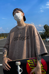 水洗重磅新款夏季人物印花短袖T恤男生大码打底衫体恤 DT7745/P35图片