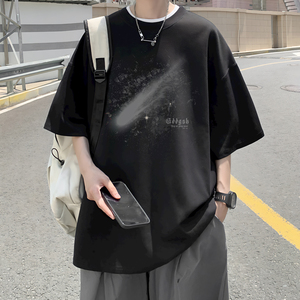 已注册/夏季外景纯棉新款炸街圆领短袖T恤男宽松体恤衫DT9658/P25