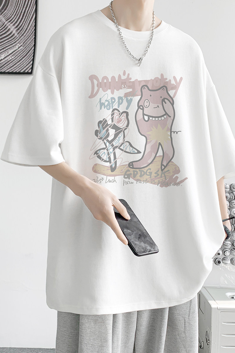 已注册/夏季卡通可爱印花短袖T恤男宽松体恤打底衫DT4104/P25,男装T恤,电商B316