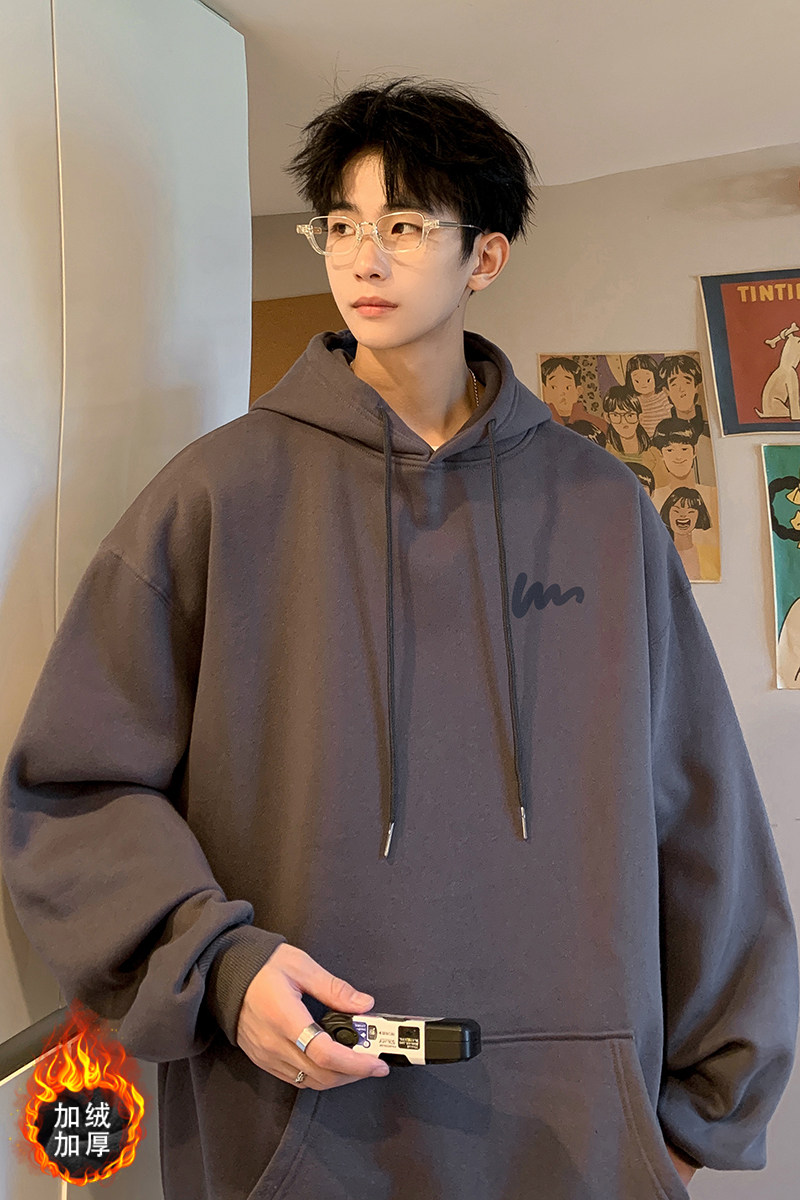 已注册/秋季新款时尚连帽卫衣男生宽松百搭外套WY9527/P45加绒P50,男装卫衣,电商B316