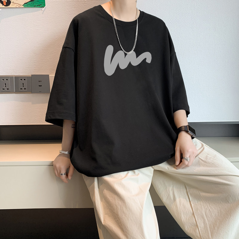 日系大码纯棉短袖t恤男士夏季薄款重磅半袖oversize潮牌潮流上衣,男装T恤,电商B316