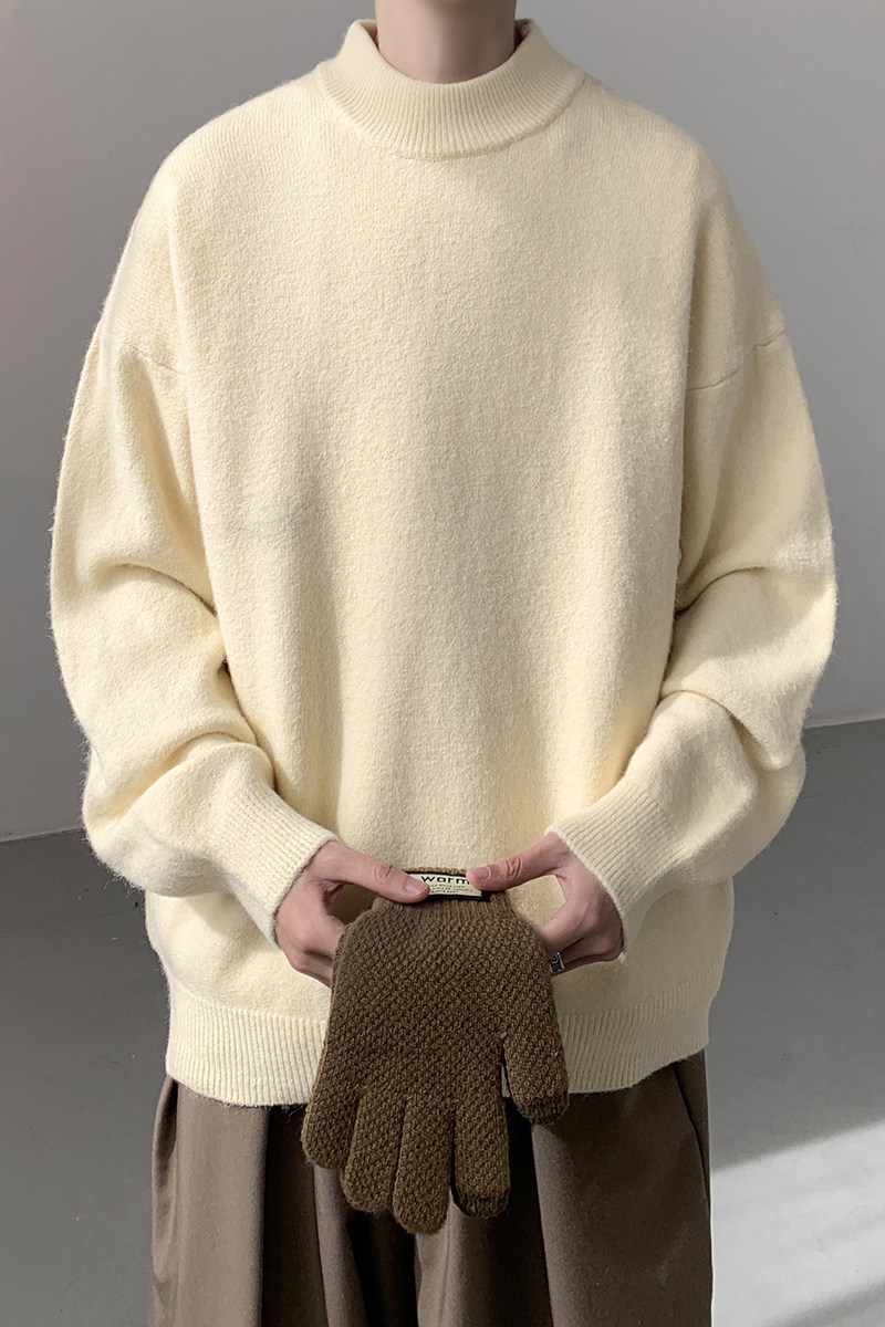 已注册/冬季韩版中领毛衣男翻领针织衫大码宽松外套潮MY9501/P45,男装针织衫/毛衣,电商B316
