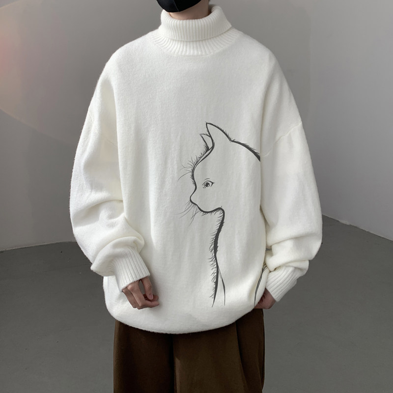 已注册/冬季潮流宽松高领毛衣翻领上衣男休闲大码外套MY9503/P45,男装针织衫/毛衣,电商B316