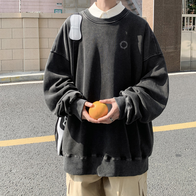 水洗秋季新简约文艺日系卫衣男大码复古外套打底衫WY5135/P60,男装卫衣,电商B316