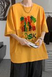 已注册/重磅新夏季男生印花短袖T恤黄色宽松版体恤DT3111/P25，男装T恤，电商B316