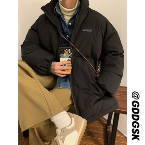 白色羽绒棉服男冬季加厚立领保暖棉衣情侣面包服大码美式街头外套