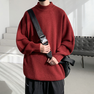 已注册/冬季新款纯色中领毛衣男青年针织衫宽松外套潮MY9501/P45图片