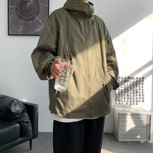 抖音秋冬季连帽夹克男生宽松外套冲锋衣防水 JK8333/P100加棉P120图片