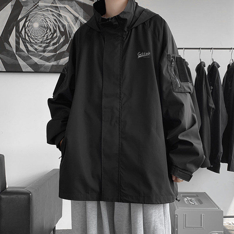 秋冬连帽冲锋衣男夹克工装外套大码防水JK8363/P100加棉P120图片