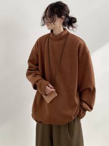 已注册/秋冬季ins潮流百搭中领卫衣男生宽松大码打底衫WY9597/P28图片