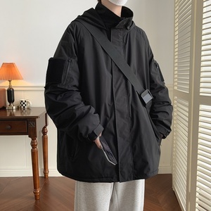 冬季防水冲锋衣男棉服大码外套魔术贴连帽棉衣JK8768/P100棉P120图片