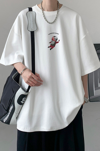 已注册/夏季宇航员印花短袖T恤男生大码体恤打底衫DT1199/P25图片