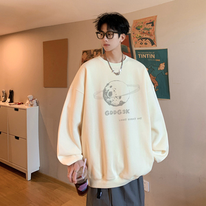 已注册/华棉秋季新通勤复古印花卫衣男宽松打底衫 WY7531/P35图片