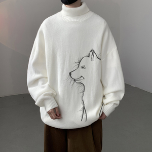 已注册/冬季重磅印花高领毛衣翻领上衣男青年宽松外套MY9504/P45图片
