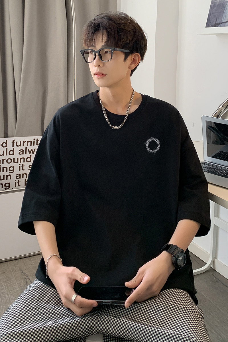 已注册/夏季港风运动短袖T恤男宽松内搭体恤打底衫DT9819/P25,男装T恤,电商B316