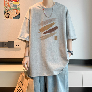 已注册/夏季韩版潮牌短袖T恤男宽松舒适体恤打底衫DT9500/P25图片