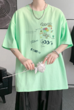 已注册/夏季纯棉情侣短袖T恤男宽松印花体恤打底衫DT4084/P25，男装T恤，电商B316