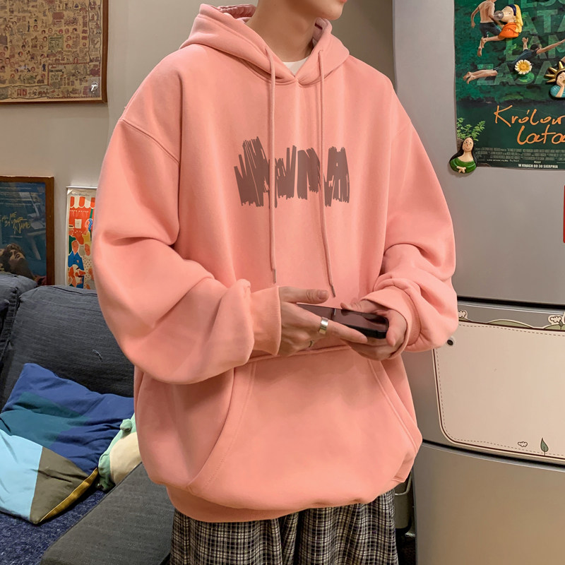已注册/秋季新情侣连帽日系印花卫衣男宽松打底衫WY3605/P50,男装卫衣,电商B316