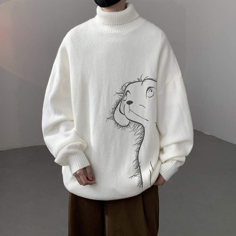 已注册/冬季港风宽松高领毛衣翻领上衣男青年大码外套MY9517/P45，男装针织衫/毛衣，电商B316